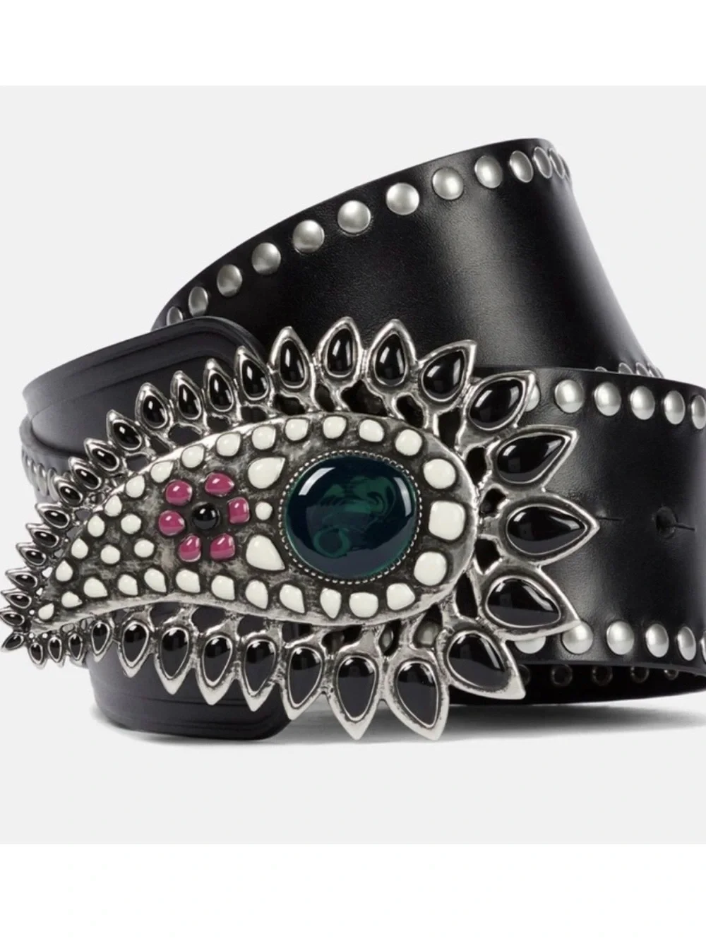 ISABEL MARANT Aliette Black Leather Embellishe Studded Belt 70 - XS/S